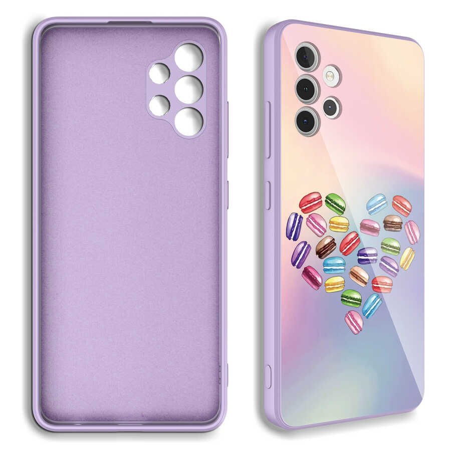 Samsung Galaxy A32 4G Kılıf Kamera Korumalı Bulut Desenli Renkli Sert Parlak Silikon Kapak (Epoksi) NO1