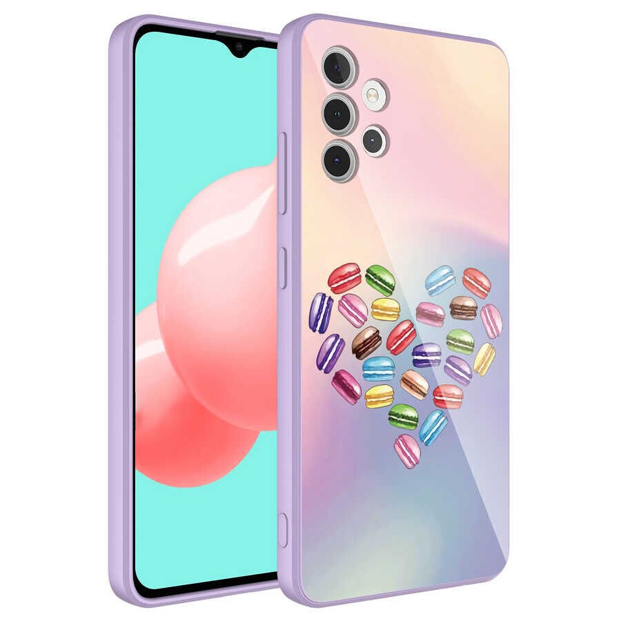 Samsung Galaxy A32 4G Kılıf Kamera Korumalı Bulut Desenli Renkli Sert Parlak Silikon Kapak (Epoksi) NO1