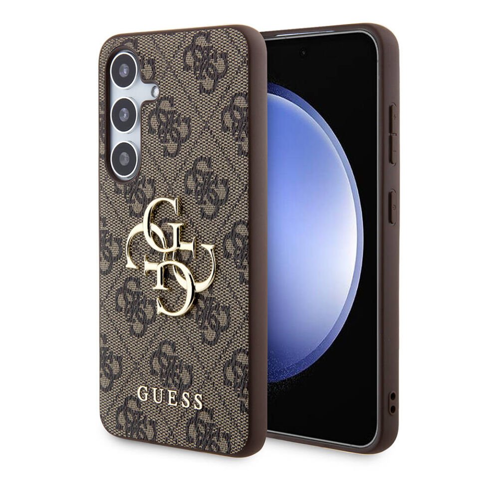 Samsung Galaxy S24 Plus Kılıf Guess Orjinal Lisanslı PU Deri Yazı ve 4G Metal Logolu Desenli Kapak