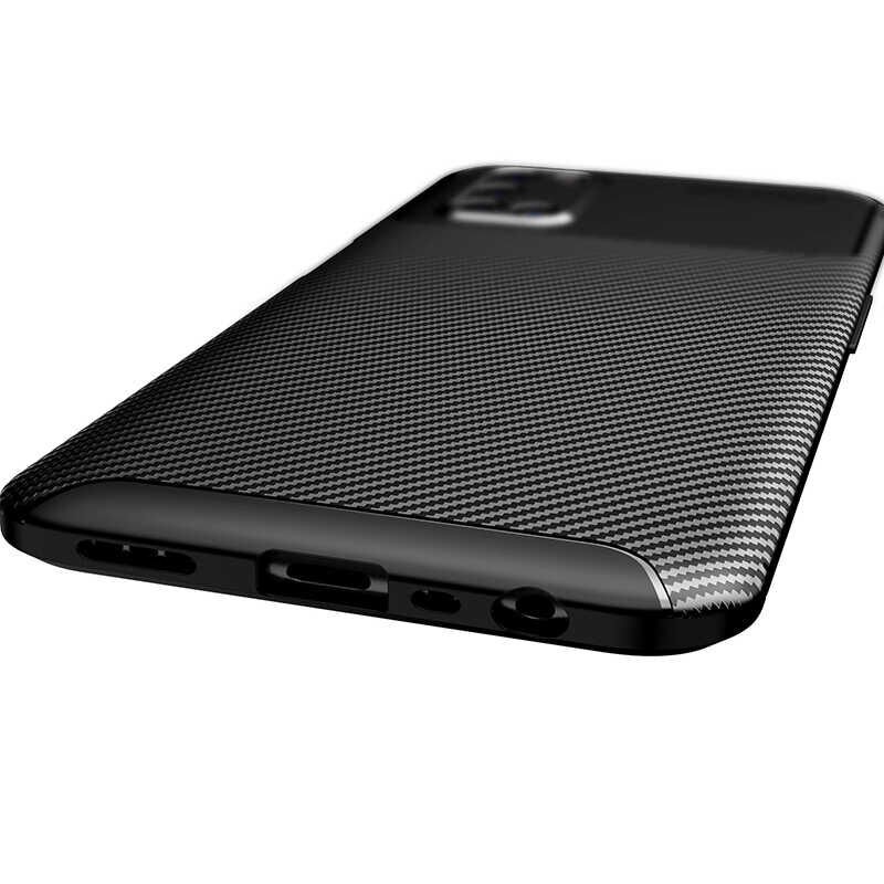 Oppo A92 Kılıf Kamera Çıkıntılı Karbon Fiber Dokulu Renk Atmaz Kapak (NEGRO) Kahverengi