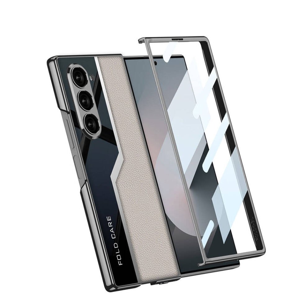 Samsung Galaxy Z Fold 6 Kılıf Ultra İnce Kamera Korumalı PC + Deri Arka Yüzey HEPTEKİLETİŞİM Kıpta Poligan Kapak