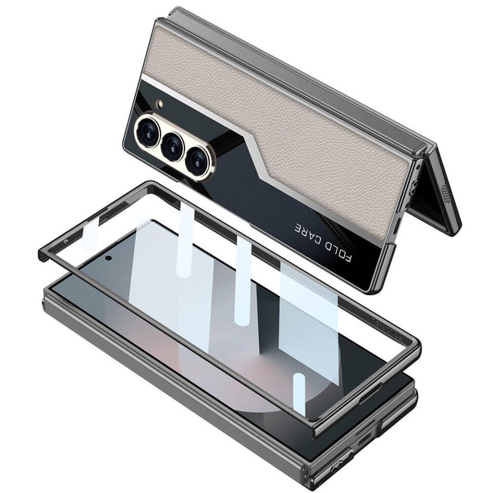 Samsung Galaxy Z Fold 6 Kılıf Ultra İnce Kamera Korumalı PC + Deri Arka Yüzey HEPTEKİLETİŞİM Kıpta Poligan Kapak