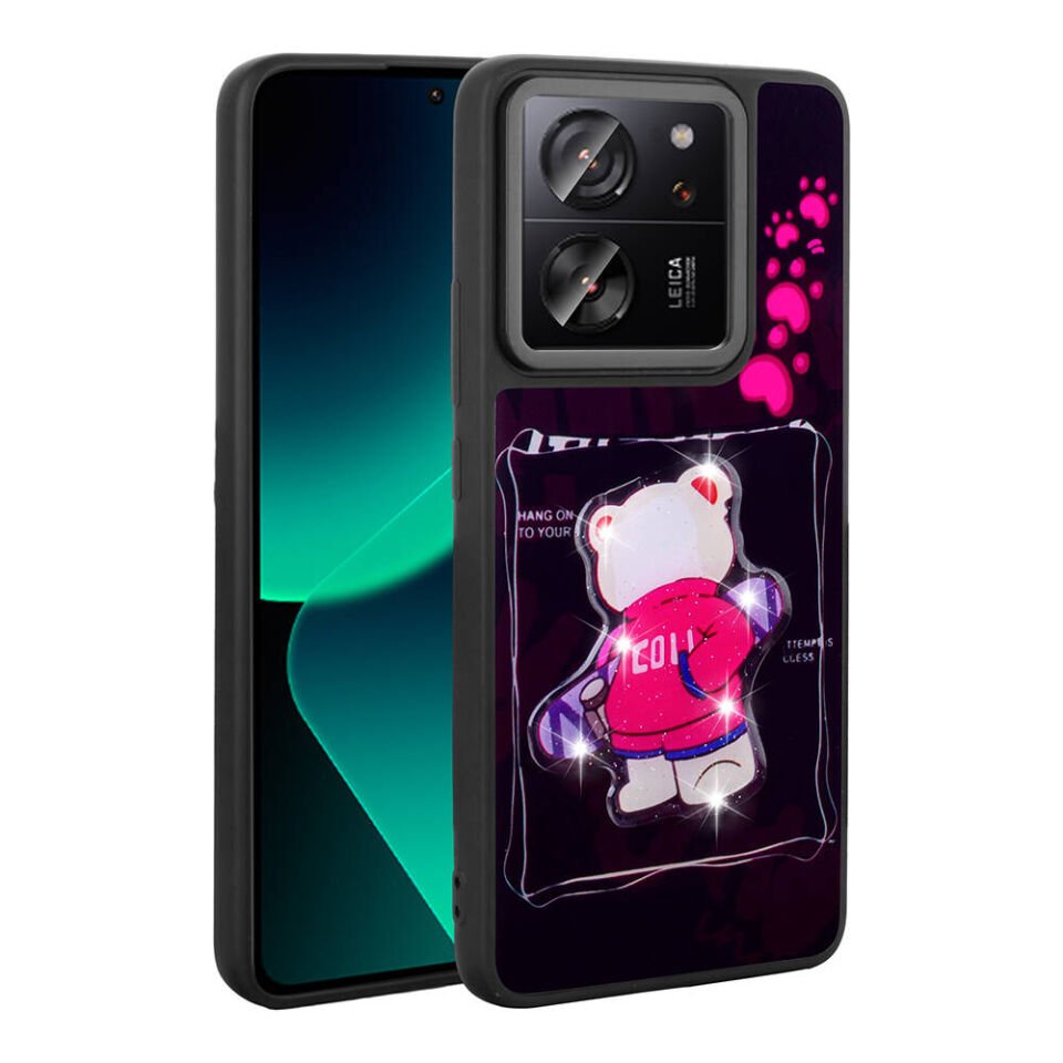 Xiaomi Mi 13T Pro Kılıf Parlayan Kabartmalı İkonik Figürlü Silikon Kapak (Amas) Siyah