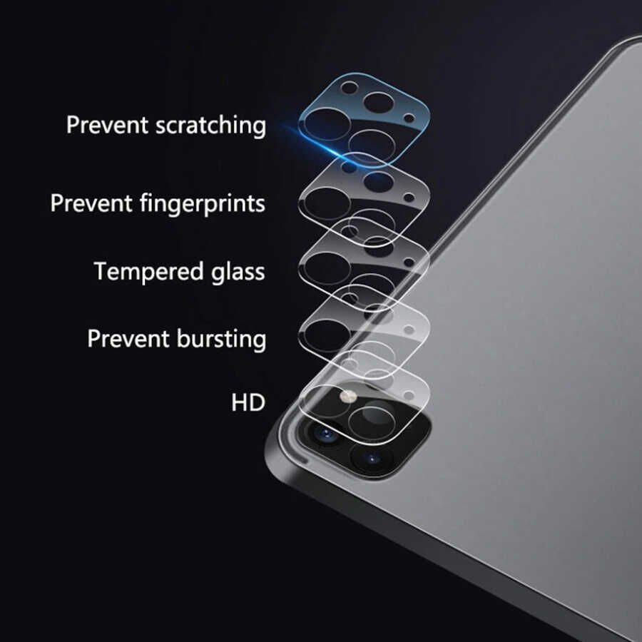 Apple iPad Pro 12.9 2020 (4.Nesil) Kamera Lens Koruyucu Tam Kaplama Tasarım (z-kamera-camı) Renksiz