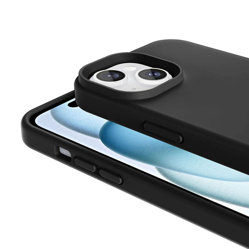 Apple iPhone 14 Kılıf Kamera Çıkıntılı Yumuşak İçi Kadife Lansman Dokulu Silikon Kapak (Kivi) Lacivert