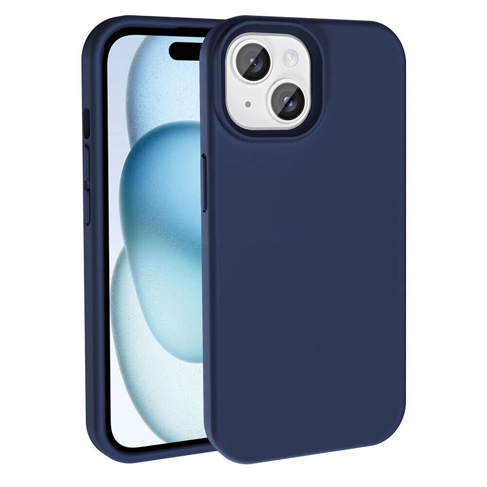 Apple iPhone 14 Kılıf Kamera Çıkıntılı Yumuşak İçi Kadife Lansman Dokulu Silikon Kapak (Kivi) Lacivert