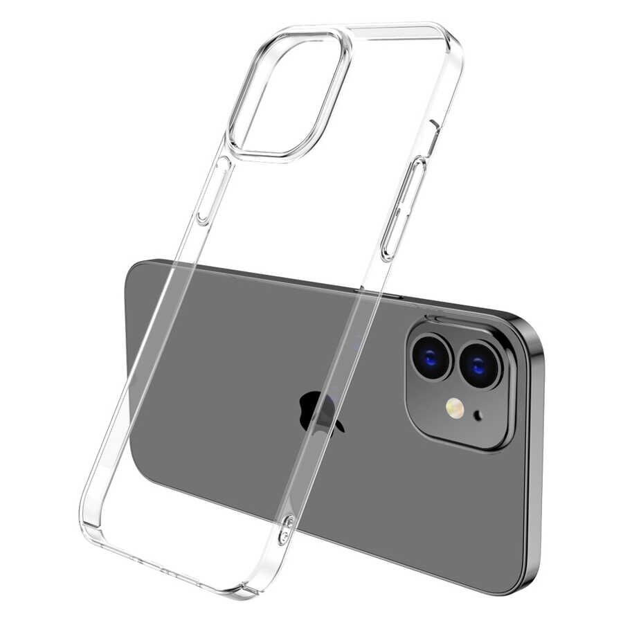 Apple  iPhone 12 Kılıf Kamera Çıkıntılı Renksiz Sararmaz Şeffaf Sert Kapak (Vonn) Renksiz