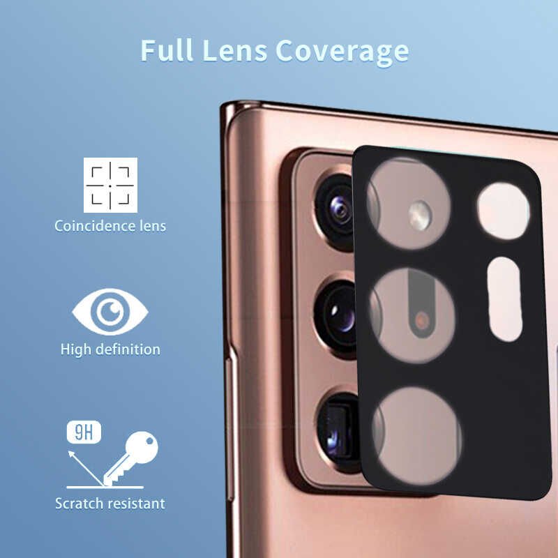Samsung Galaxy Note 20 Ultra Kamera Lens Koruyucu Tam Kaplama Tasarım (z-kamera-camı) Siyah