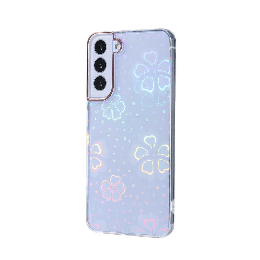 Samsung Galaxy S22 Plus Kılıf Renkli Transparan Parlak Desenli Sert Kapak (SİDNEY) Butterfly No2