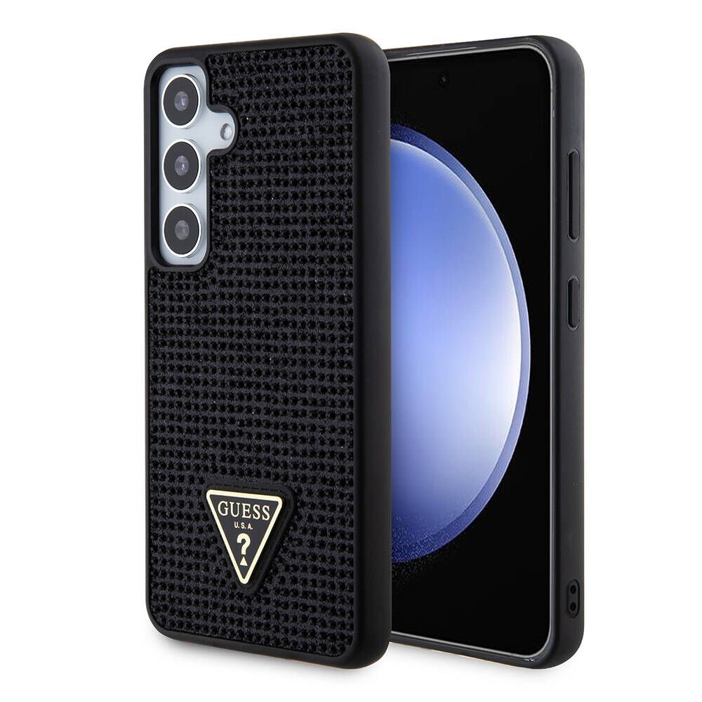 Samsung Galaxy S24 Kılıf Guess Orjinal Lisanslı Taşlı Arka Yüzey Üçgen Logolu Kapak