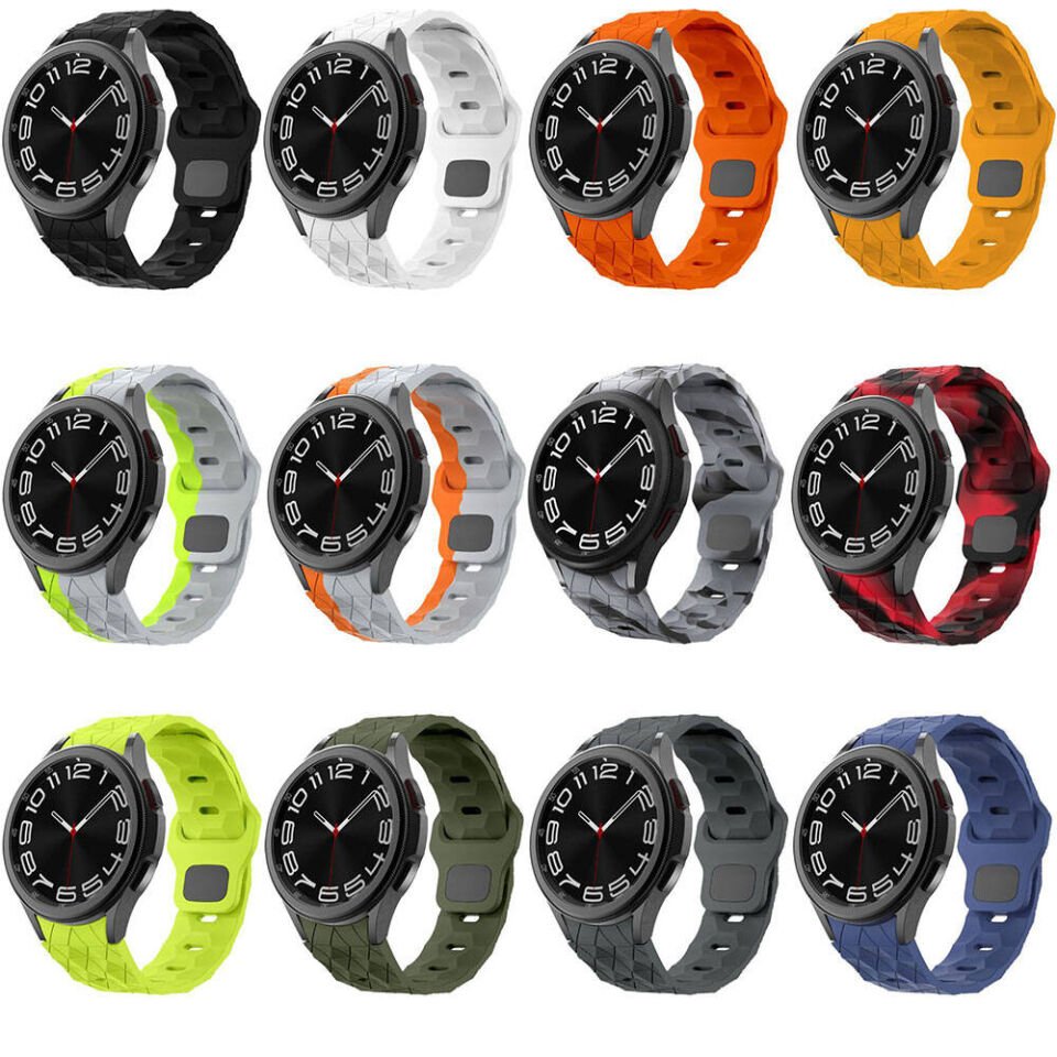 Samsung Galaxy Watch 6 44mm HEPTEKİLETİŞİM KRD-116 20mm Futbol Desenli Spor Tasarımlı Silikon Kordon