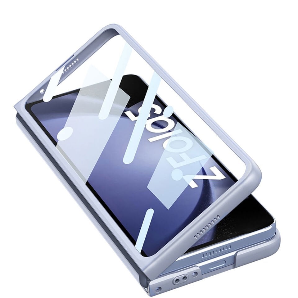Galaxy Z Fold 5 Kılıf Sürgülü Kamera Lens Koruyuculu 360 Tam Korumalı Kıpta Kapak Siyah