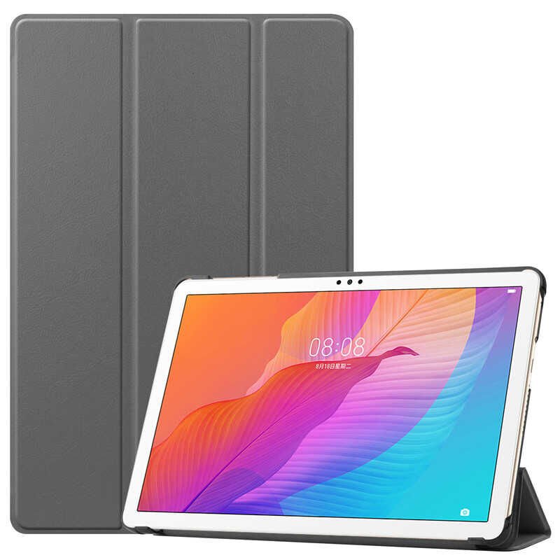 Honor X8 Kılıf Arkası Silikon Pu Deri 360 Korumalı Tasarım (SC.) Gri