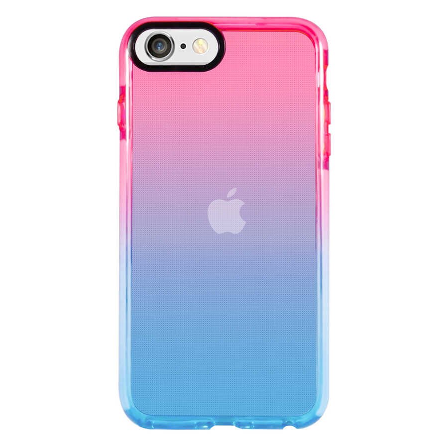 Apple  iPhone 7 Kılıf Renkli Transparan Renkli Parlak Kapak (PUNTO) Pembe-Mavi
