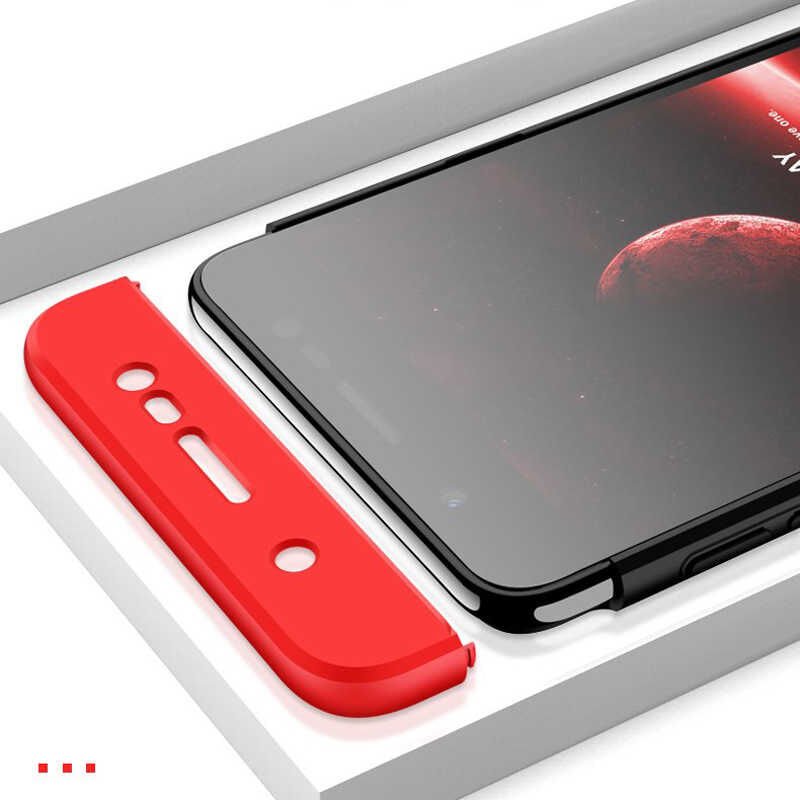 Samsung Galaxy J4 Plus Kılıf 360 Tam Koruma Ön Ve Arka Sert Mika Kapak Orjinal Ays Gkk Kapak Siyah-Mavi