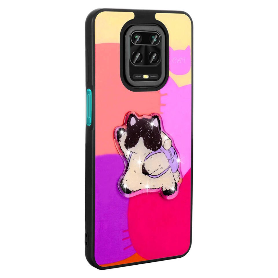 Xiaomi Redmi Note 9 Pro Kılıf Parlayan Kabartmalı İkonik Figürlü Silikon Kapak (Amas) Mor