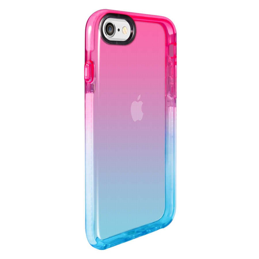 Apple iPhone SE 2020 Kılıf Renkli Transparan Renkli Parlak Kapak (PUNTO) Pembe-Mavi