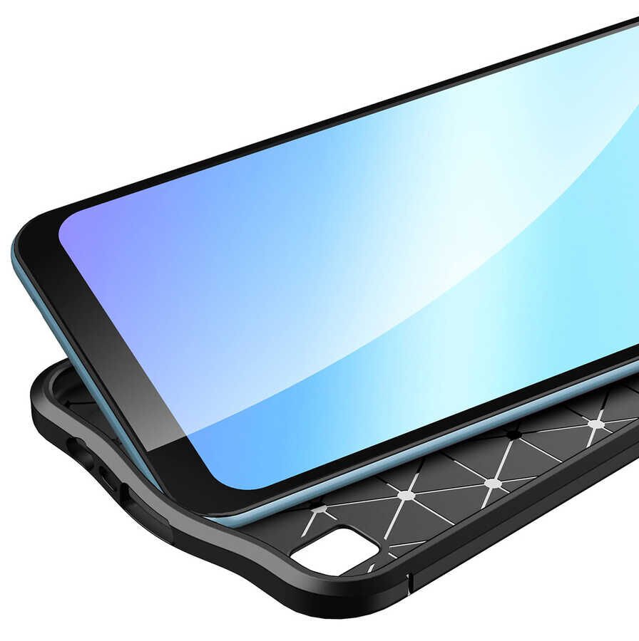 Realme C21 Kılıf Deri Görünümlü Renk Atmayan Dayanaklı Silikon Kapak (NİSS) Lacivert