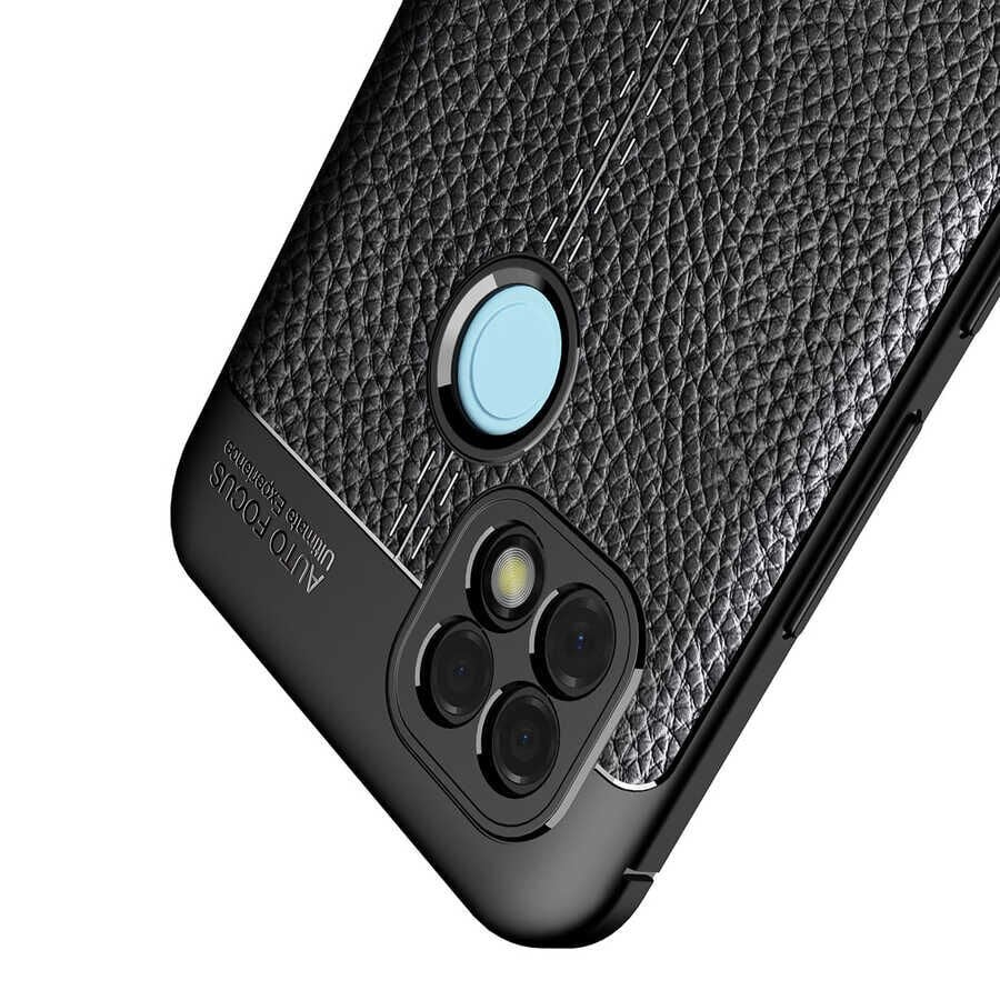 Realme C21 Kılıf Deri Görünümlü Renk Atmayan Dayanaklı Silikon Kapak (NİSS) Lacivert