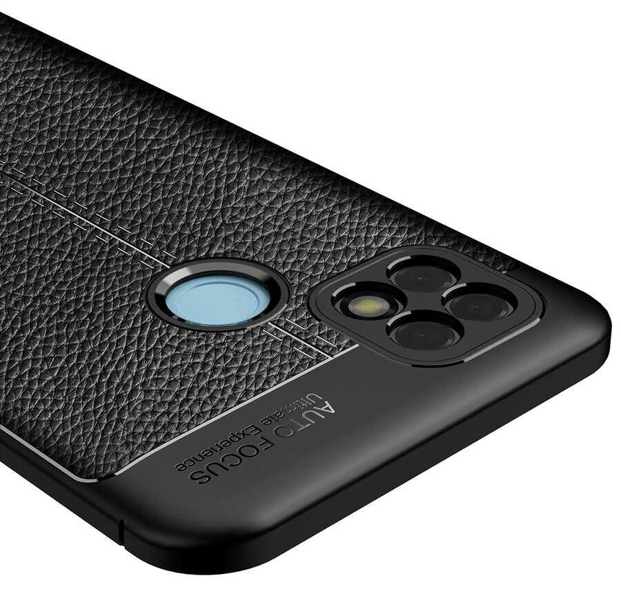 Realme C21 Kılıf Deri Görünümlü Renk Atmayan Dayanaklı Silikon Kapak (NİSS) Lacivert