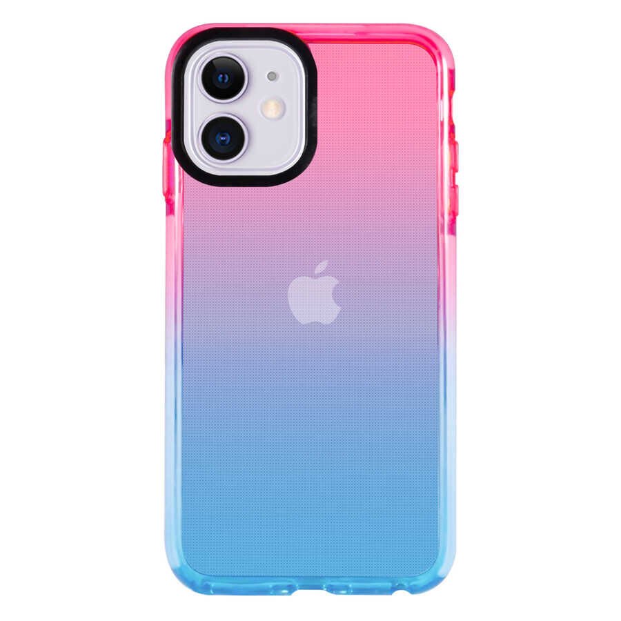 Apple iPhone 11 Kılıf Renkli Transparan Renkli Parlak Kapak (PUNTO) Pembe-Mavi