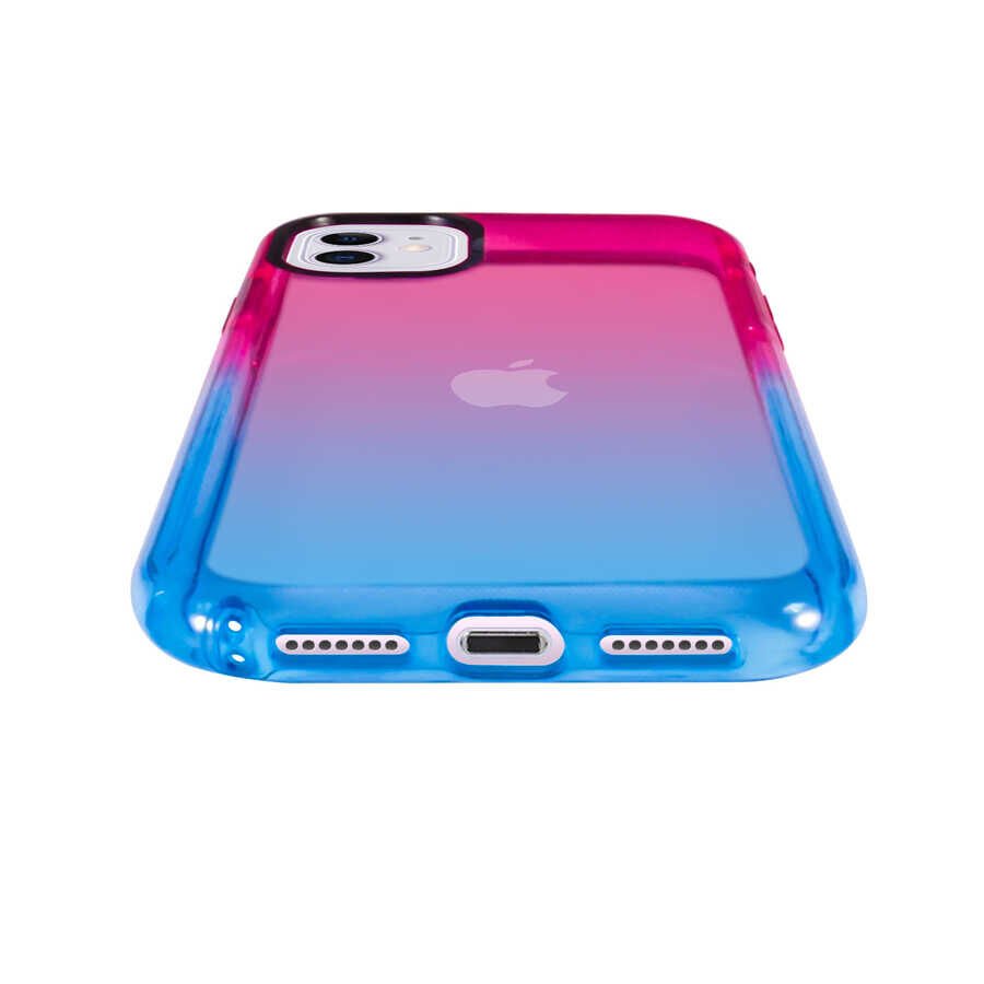 Apple iPhone 11 Kılıf Renkli Transparan Renkli Parlak Kapak (PUNTO) Pembe-Mavi