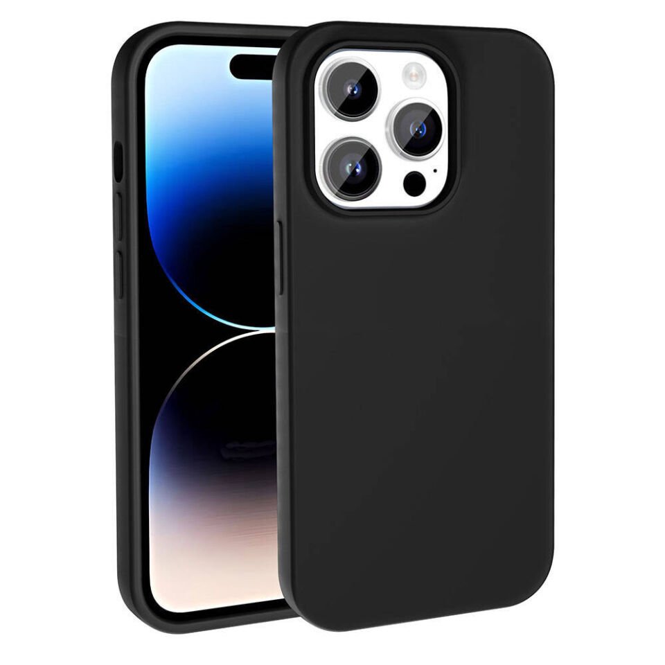 Apple iPhone 14 Pro Max Kılıf Kamera Çıkıntılı İçi Kadife Lansman Dokulu Silikon Kapak (Kivi) Siyah