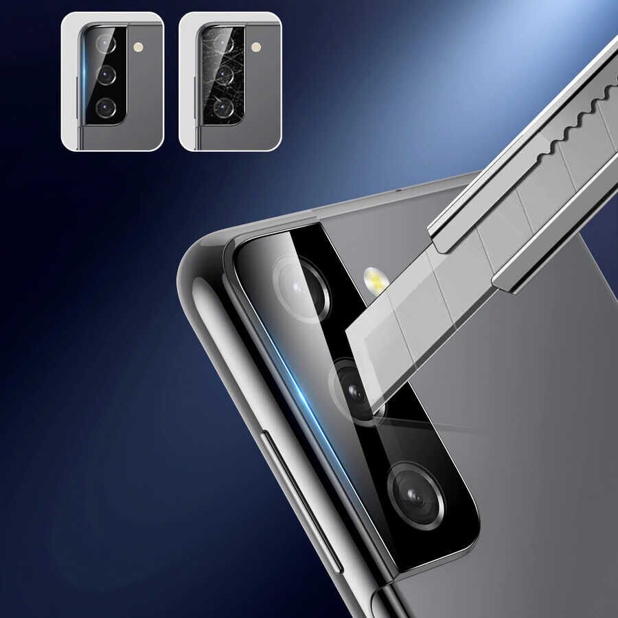 Samsung Galaxy S21 Plus Kamera Lens Koruyucu Cam Filmi Tam Kaplama Tasarım (z-kamera-camı) Siyah