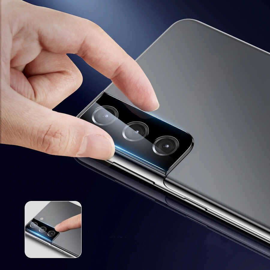 Samsung Galaxy S21 Plus Kamera Lens Koruyucu Cam Filmi Tam Kaplama Tasarım (z-kamera-camı) Siyah
