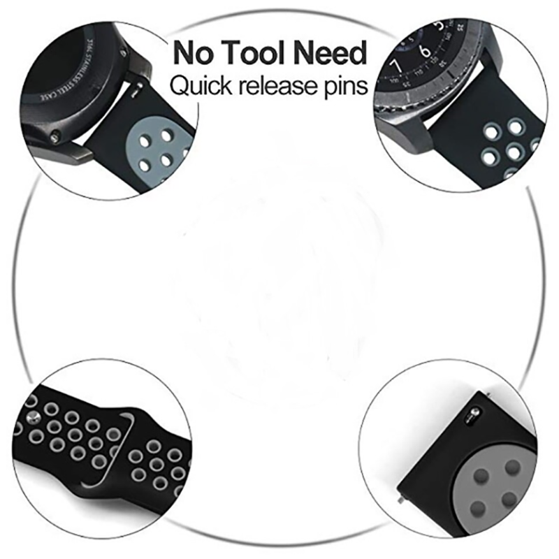 Xiaomi Amazfit Pace (22mm) Silikon Kordon Kayış Tasarım (KRD-02) Siyah