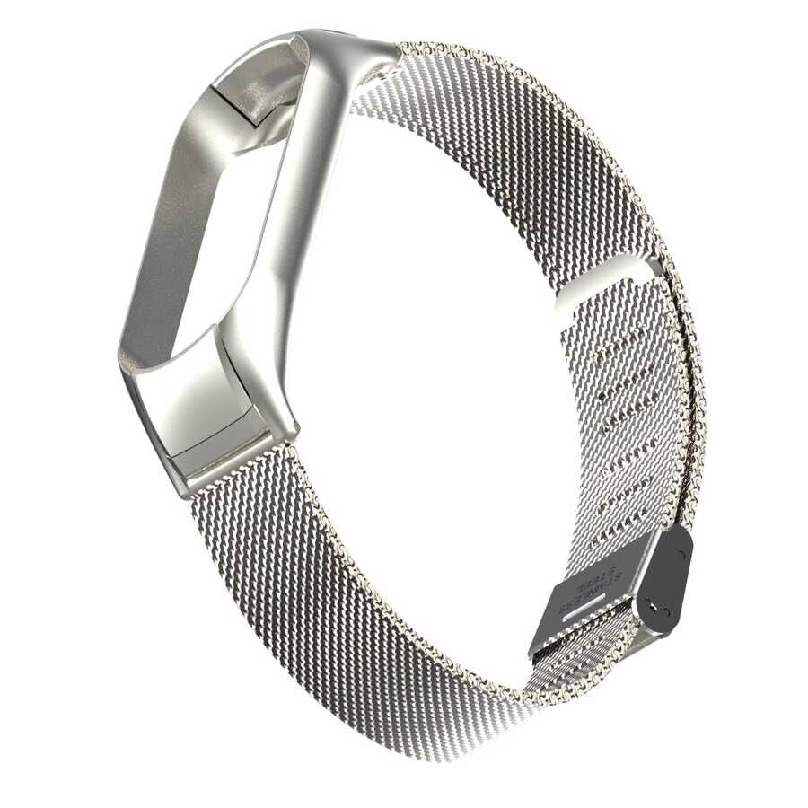 Xiaomi Mi Band 5 Ve Mi Band 6 Metal Kordon Tel Örgü Desenli Tasarım (KRD-06) Siyah