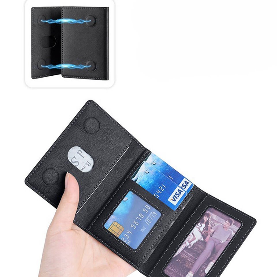 Suni Deri Görünümlü 5 Hazneli Magnetik Kartlık (CRD-04) Siyah