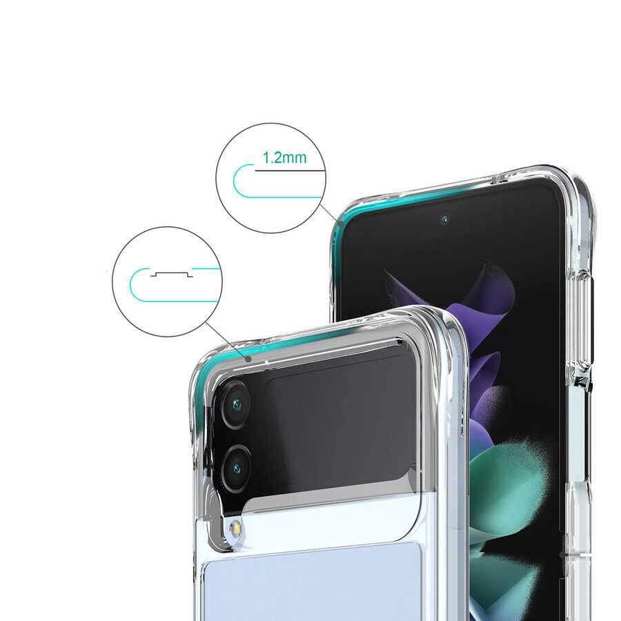 Samsung Galaxy Z Flip 4 Kılıf Kamera Çıkıntılı Renksiz Sararmaz Şeffaf Sert Kapak (Vonn) Renksiz