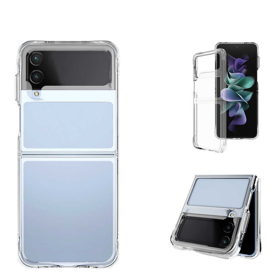 Samsung Galaxy Z Flip 4 Kılıf Kamera Çıkıntılı Renksiz Sararmaz Şeffaf Sert Kapak (Vonn) Renksiz