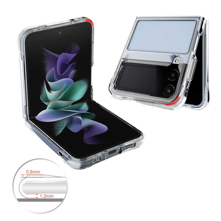 Samsung Galaxy Z Flip 4 Kılıf Kamera Çıkıntılı Renksiz Sararmaz Şeffaf Sert Kapak (Vonn) Renksiz