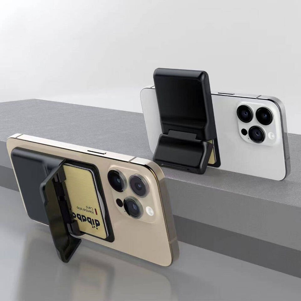 Sade Tasarımlı 2 Hazneli PU Magnetik Standlı Kartlık (CRD-05) Siyah