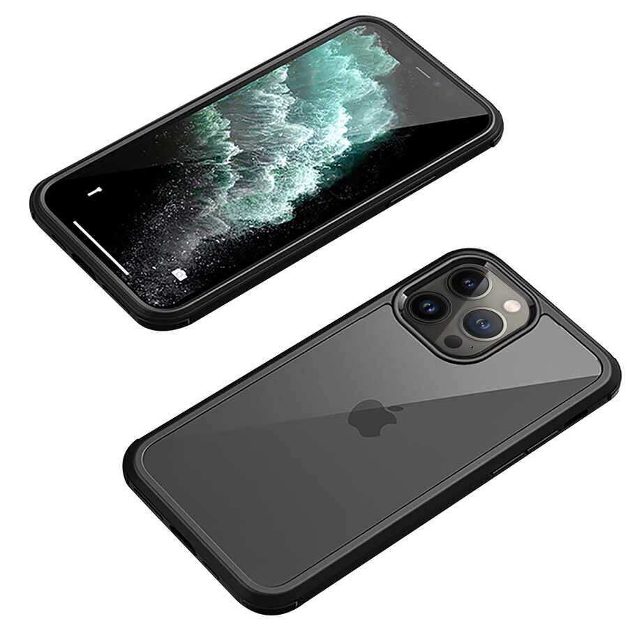 Apple iPhone 12 Pro Max Kılıf HEPTEKİLETİŞİM Dor Silikon Temperli Cam Kapak