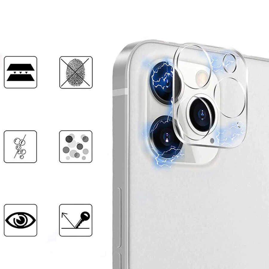 Apple  iPhone 13 Pro Max Kamera Lens Koruyucu Cam Filmi Tam Kaplama Tasarım (z-kamera-camı) Renksiz