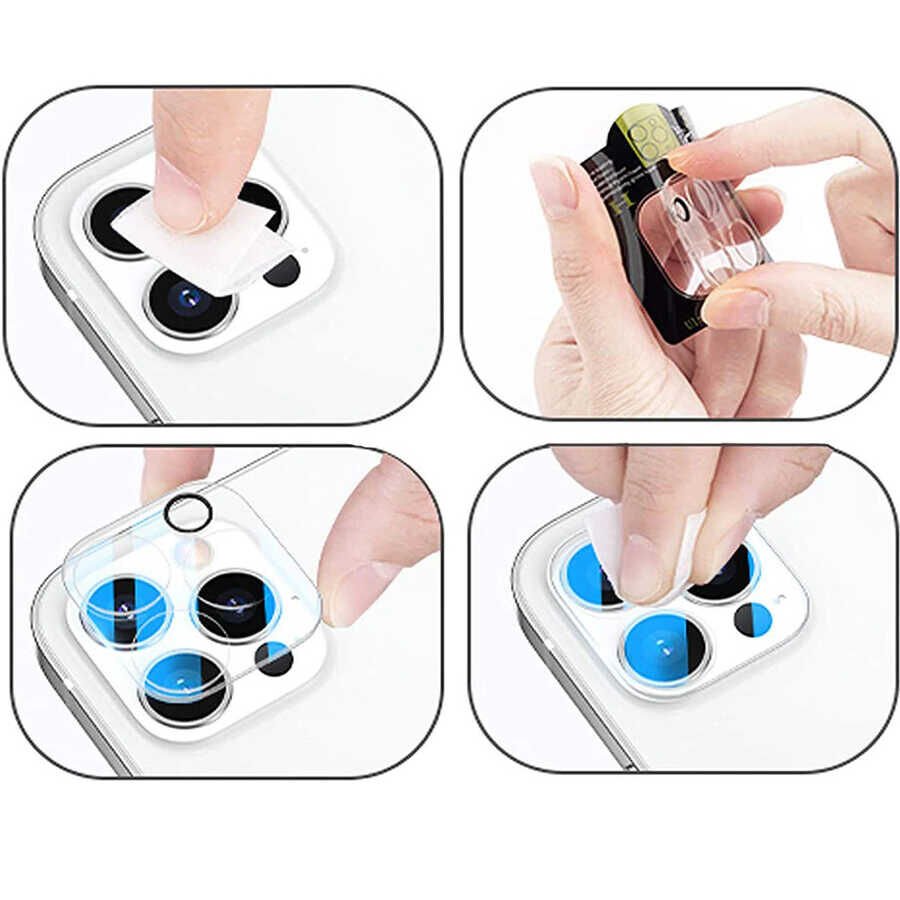 Apple  iPhone 13 Pro Max Kamera Lens Koruyucu Cam Filmi Tam Kaplama Tasarım (z-kamera-camı) Renksiz