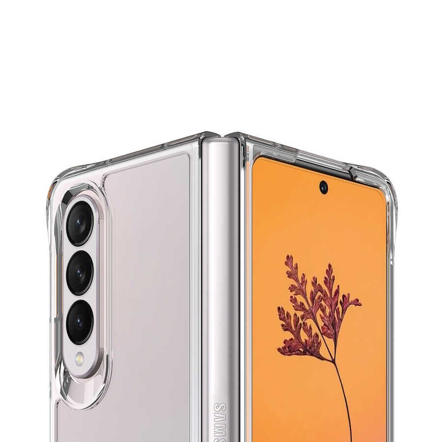 Samsung Galaxy Z Fold 4 Kılıf Kamera Çıkıntılı Renksiz Sararmaz Şeffaf Sert Kapak (Vonn) Renksiz