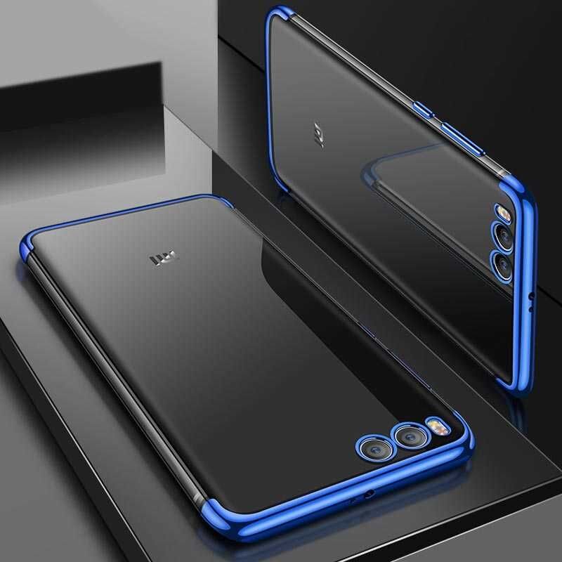 Xiaomi Mi 6 Kılıf Dört Köşe Renkli Lazer Şeffaf Silikon Kapak (GLİTTER) Mavi