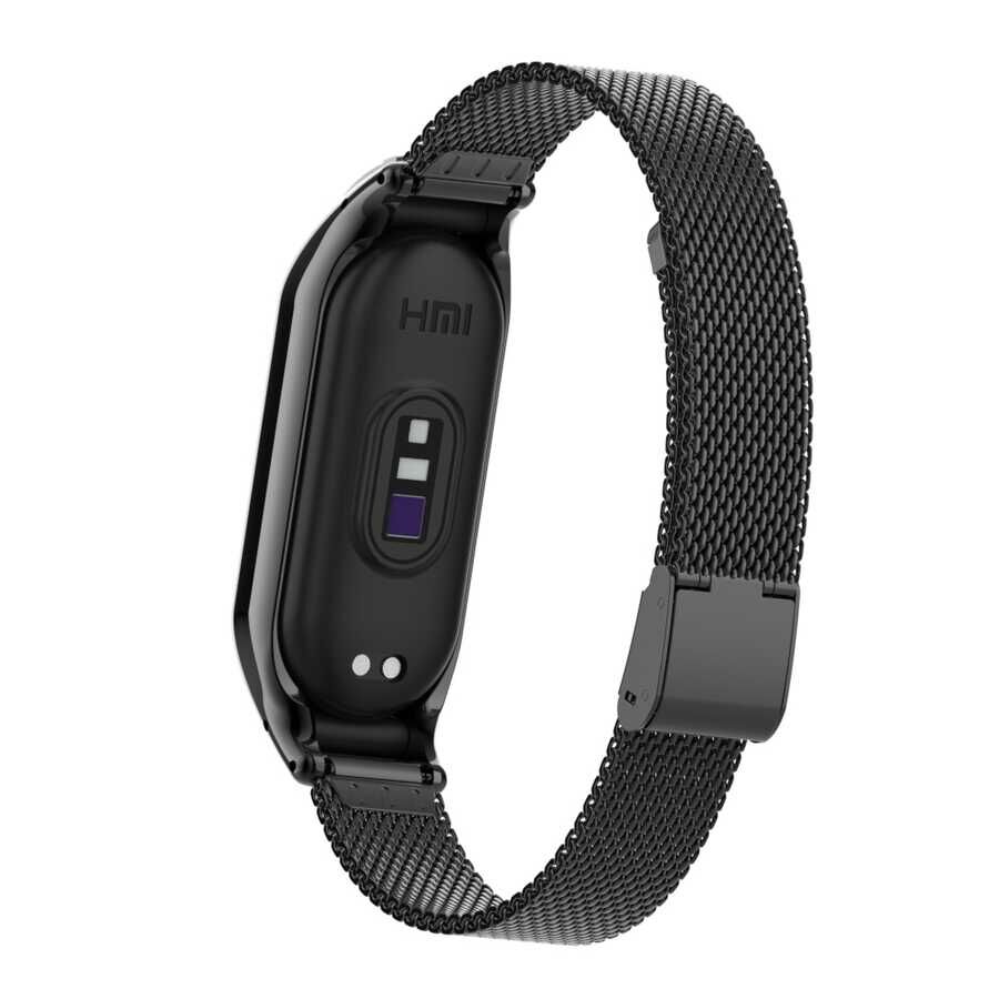 Xiaomi Mi Band 7 Metal Kordon Tel Örgü Desenli Tasarım (KRD-06) Siyah