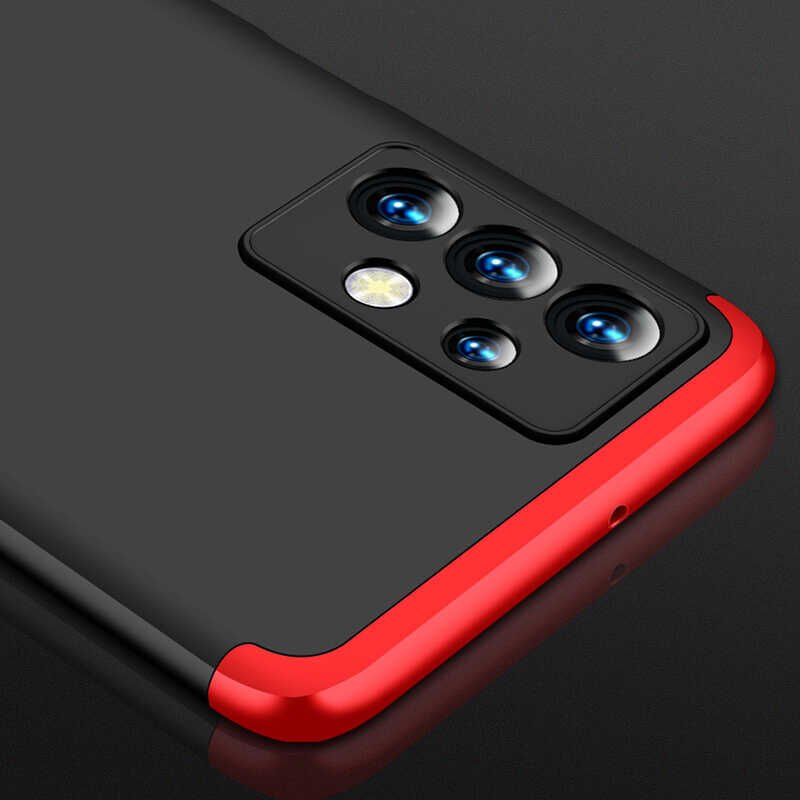 Samsung Galaxy A23 Kılıf 360 Tam Koruma Ön Ve Arka Sert Mika Kapak Orjinal Ays Gkk Kapak Siyah-Kırmızı