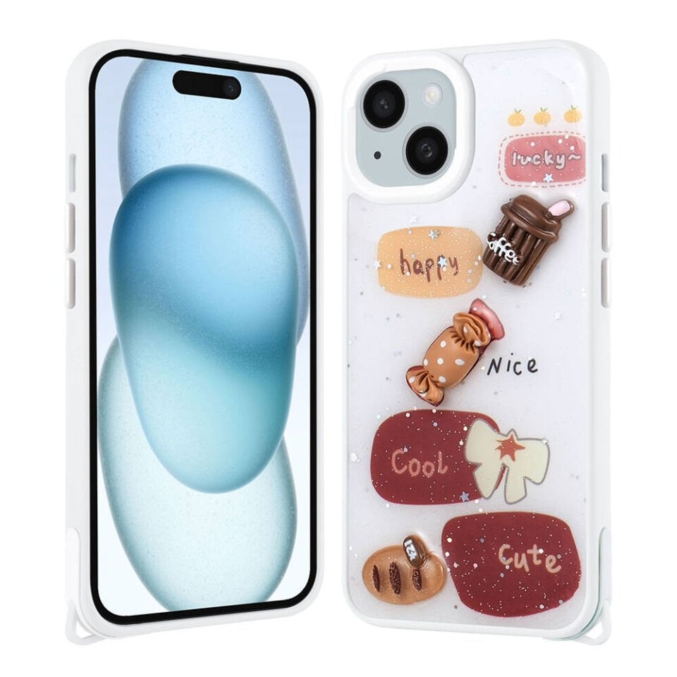Apple iPhone 14 Plus Kılıf Parlayan Simli Kabartma Figürlü HEPTEKİLETİŞİM Cevze Kapak