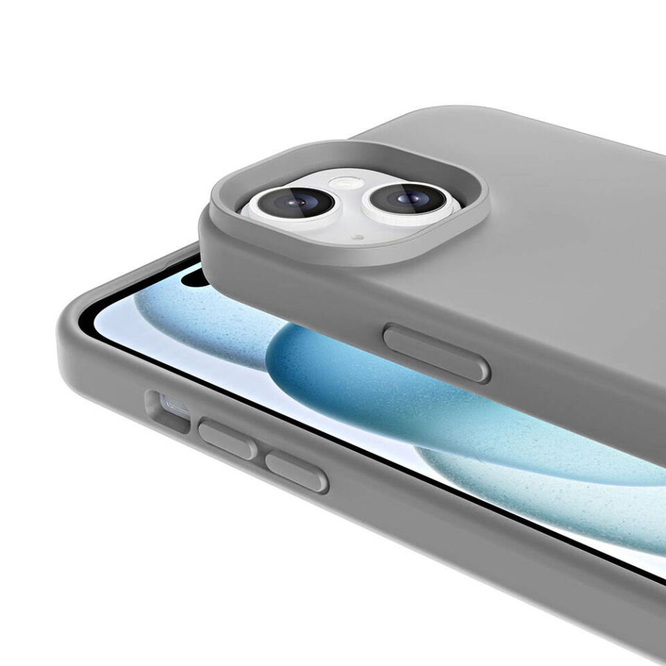 Apple iPhone 15 Plus Kılıf Kamera Çıkıntılı Yumuşak İçi Kadife Lansman Dokulu Silikon Kapak (Kivi) Lacivert