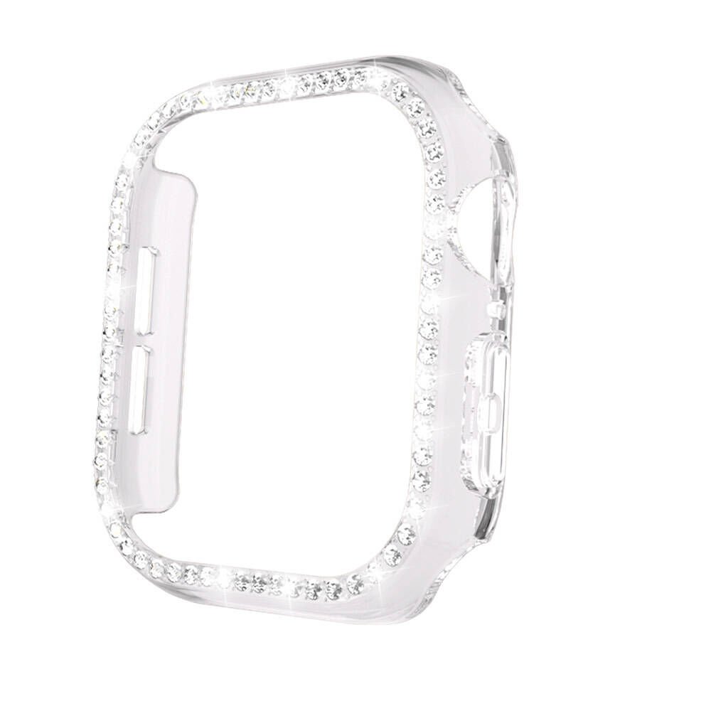 Apple Watch 10 42mm Kılıf Taşlı Kasa Koruyucu Tam Koruma Kapak (Gard 05) Şeffaf