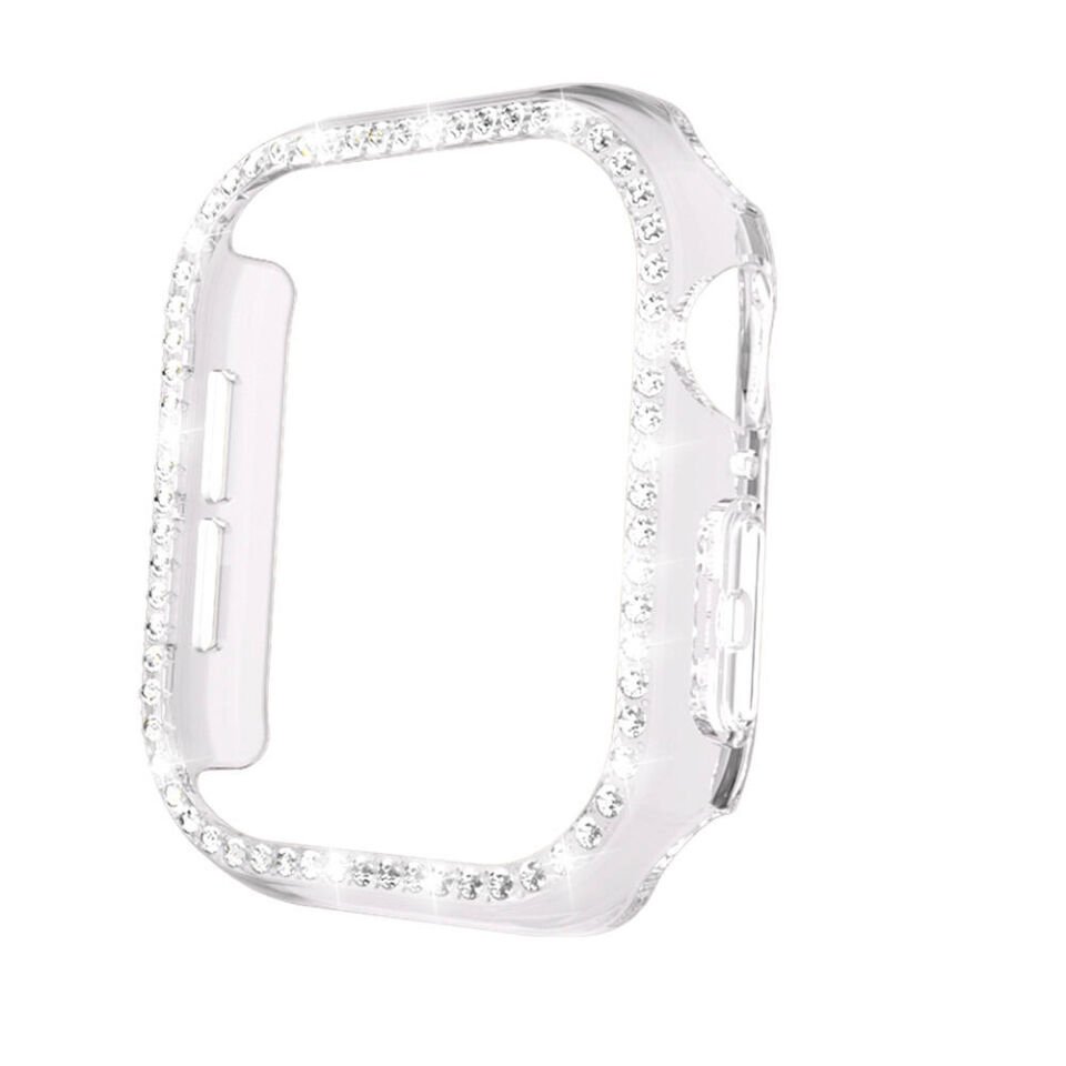 Apple Watch 10 42mm Kılıf Taşlı Kasa Koruyucu Tam Koruma Kapak (Gard 05) Şeffaf