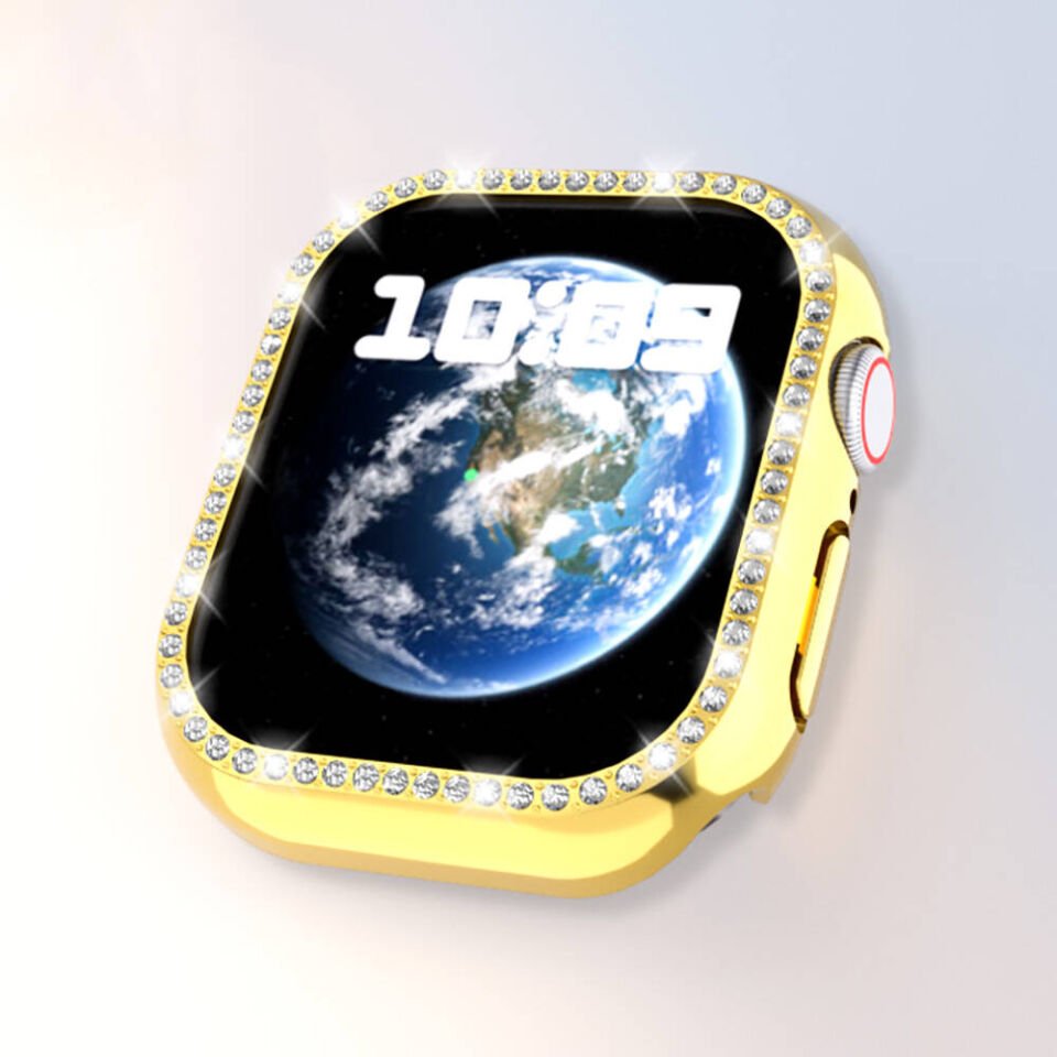 Apple Watch 10 42mm Kılıf Taşlı Kasa Koruyucu Tam Koruma Kapak (Gard 05) Şeffaf