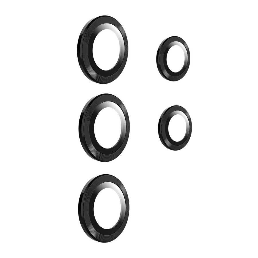 Samsung Galaxy S22 Ultra Kamera Lens Koruyucu Cam Filmi Tam Kaplama Tasarım (z-kamera-camı) Siyah