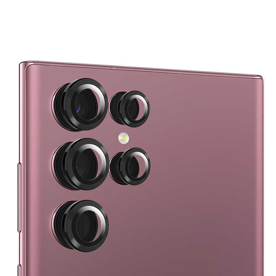 Samsung Galaxy S22 Ultra Kamera Lens Koruyucu Cam Filmi Tam Kaplama Tasarım (z-kamera-camı) Siyah